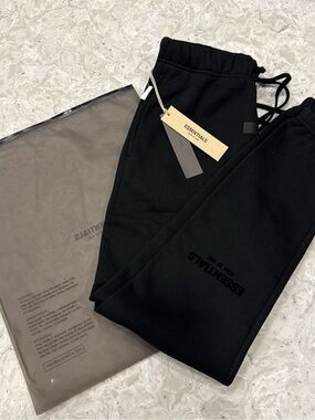 Essentials Black Men's Jogger Sweatpants with Subtle Logo